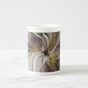 Floral Fractal, Fantasy Flower with Earth Colours Bone China Mug