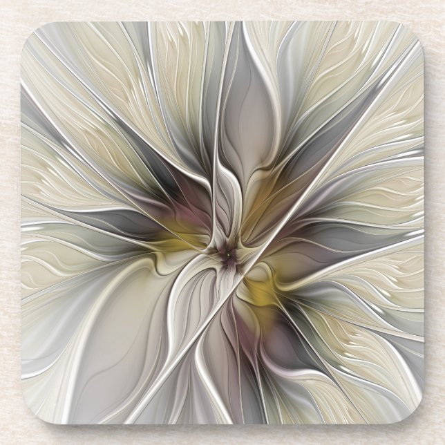 Floral Fractal, Fantasy Flower with Earth Colours Coaster (Front)
