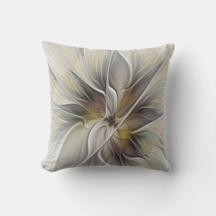 Floral Fractal, Fantasy Flower with Earth Colours Cushion