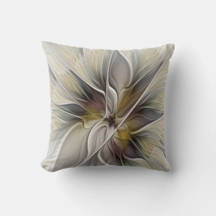 Floral Fractal, Fantasy Flower with Earth Colours Cushion