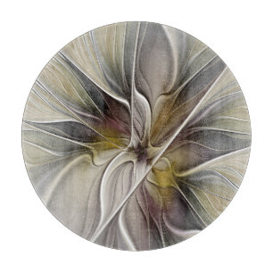 Floral Fractal, Fantasy Flower with Earth Colours Cutting Board