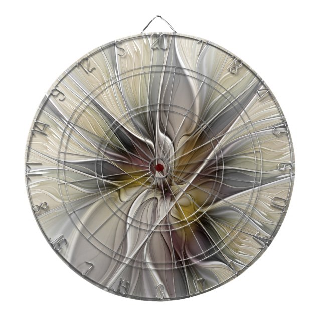 Floral Fractal, Fantasy Flower with Earth Colours Dartboard (Front)
