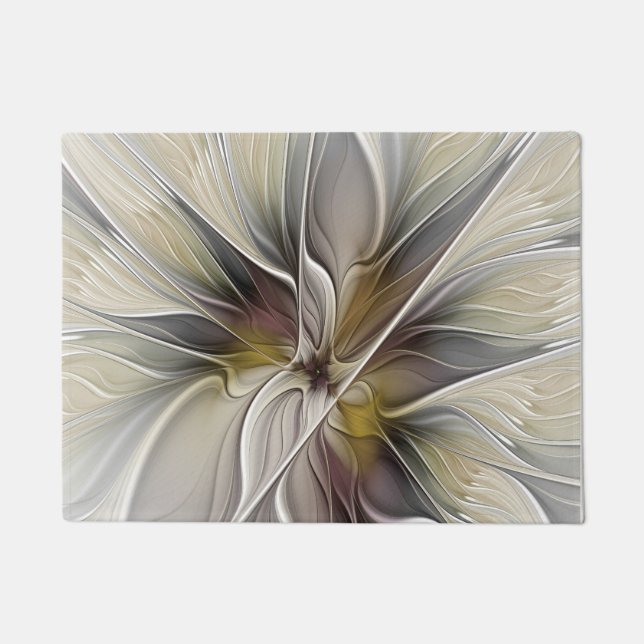 Floral Fractal, Fantasy Flower with Earth Colours Doormat (Front)