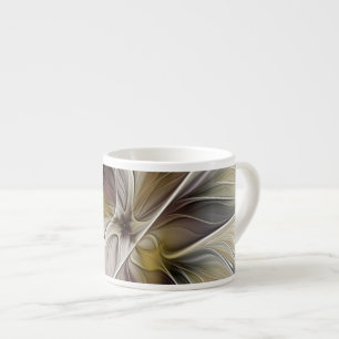 Floral Fractal, Fantasy Flower with Earth Colours Espresso Cup