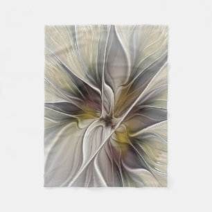 Floral Fractal, Fantasy Flower with Earth Colours Fleece Blanket