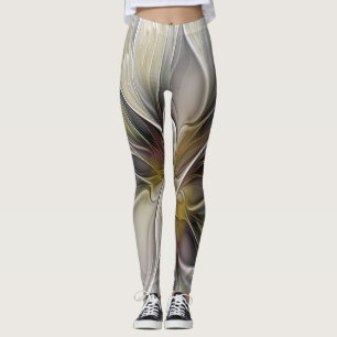 Floral Fractal, Fantasy Flower with Earth Colours Leggings