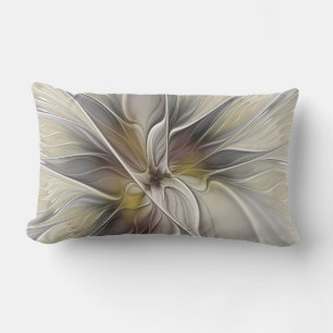 Floral Fractal, Fantasy Flower with Earth Colours Lumbar Cushion