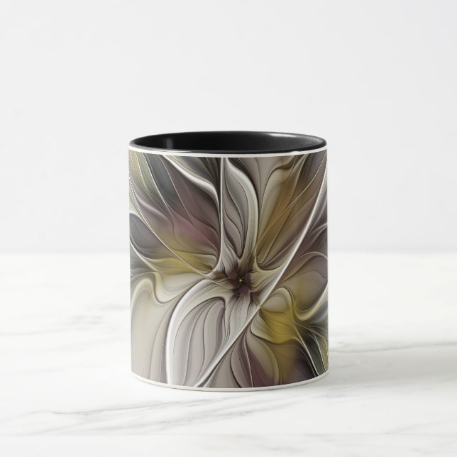 Floral Fractal, Fantasy Flower with Earth Colours Mug (Center)