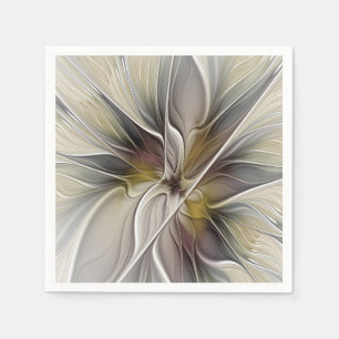 Floral Fractal, Fantasy Flower with Earth Colours Napkin