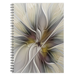 Floral Fractal, Fantasy Flower with Earth Colours Notebook