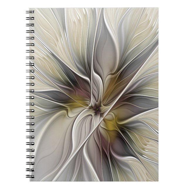 Floral Fractal, Fantasy Flower with Earth Colours Notebook (Front)