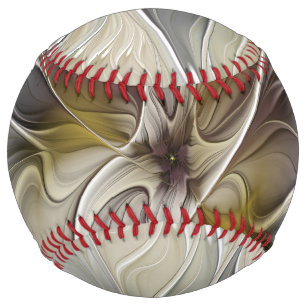 Floral Fractal, Fantasy Flower with Earth Colours Softball