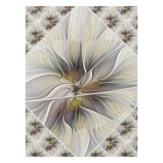 Floral Fractal, Fantasy Flower with Earth Colours Tablecloth (Front)