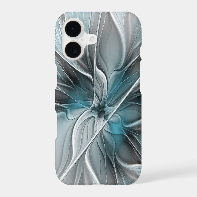 Floral Fractal Modern Abstract Flower Blue Gray (Back)