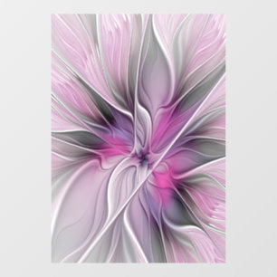 Floral Fractal Modern Abstract Flower Pink Grey