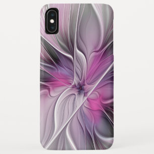 Floral Fractal Modern Abstract Flower Pink Grey iPhone XS Max Case