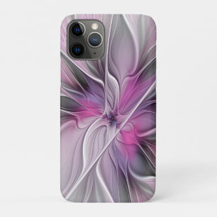 Floral Fractal Modern Abstract Flower Pink Grey iPhone 11 Pro Case