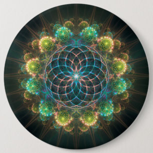 Floral fractal ornament 6 cm round badge