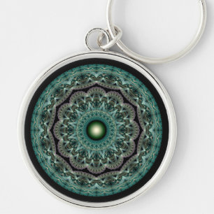 Floral fractal ornament key ring