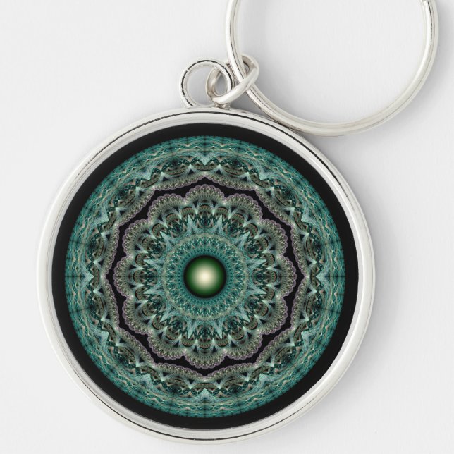 Floral fractal ornament key ring (Front)