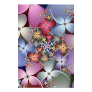 Floral Fractal Pastel Dreamcore Aesthetic Art Poster