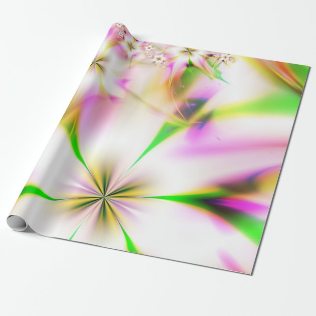 Floral fractal wrapping paper (Unrolled)