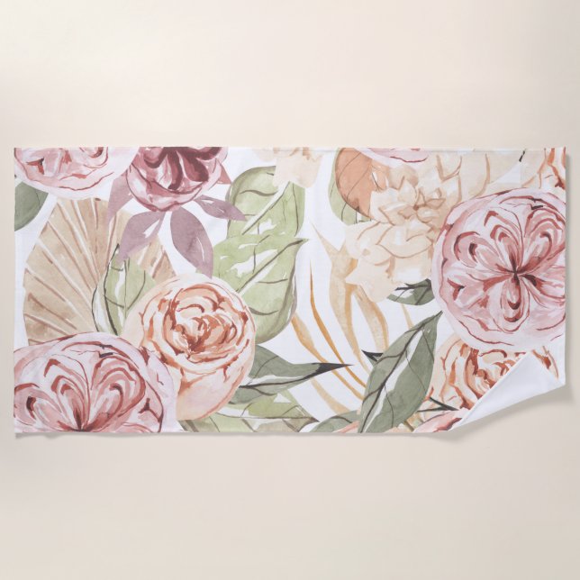 Floral Frame Beach Towel (Front)