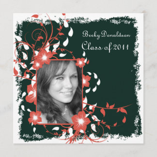 Floral Frame Black and White Graduation Invite