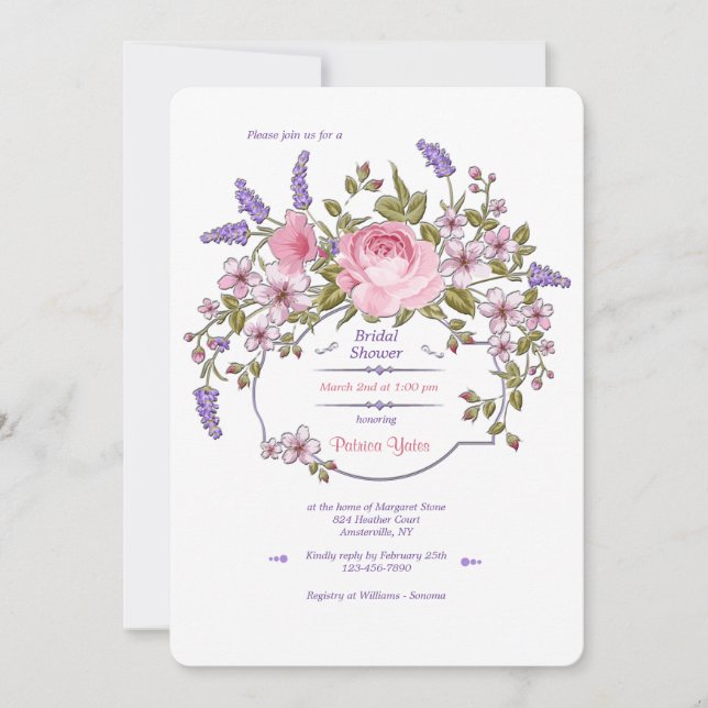 Floral Frame Bridal Shower Invitation (Front)