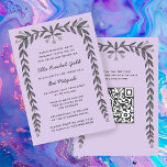Floral Frame Custom QR Code Modern BarBat Mitzvah  Invitation<br><div class="desc">Perfect card to announce a bat mitzvah, bar mitzvah or other Jewish celebration! Hand drawn art for you on the front and back side! FULLY CUSTOMIZABLE! Click on “Personalise” above to edit the text and add your link to the QR code. Click "edit using design tool" to adjust the fonts,...</div>