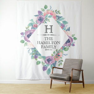 Floral Frame Customisable Family Template Tapestry