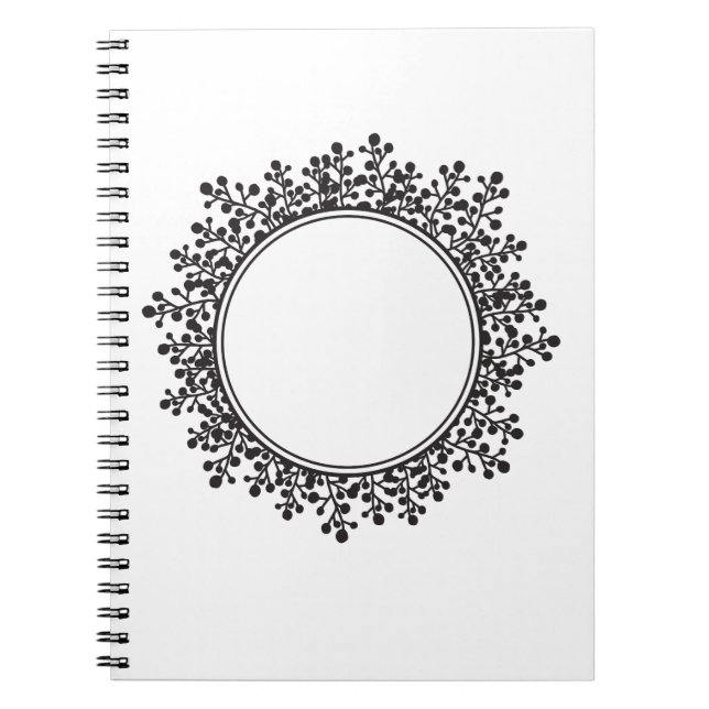 Floral Frame Customisable Name Monogram Notebook (Front)