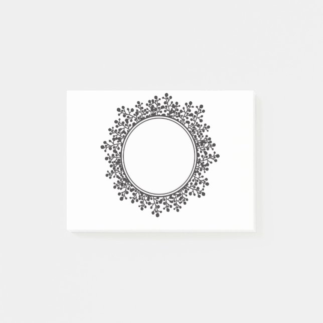 Floral Frame Customisable Name Monogram Post-it Notes (Front)
