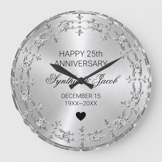 Floral Frame Diamonds  Large Clock (Front)