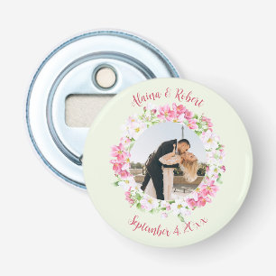 Floral Frame Favourite Photo with Personalised Tex Bottle Opener