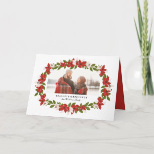 Floral Frame Folded Holiday Photo Greeting Card
