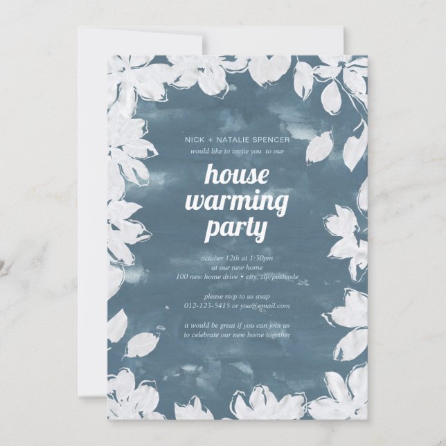 Floral frame House warming party invitation (Front)