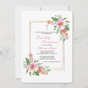 Floral Frame in Pink Invitation
