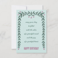 Floral Frame Inspirational Mindful Happy Birthday