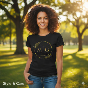Floral Frame Monogram Date Custom Tri-Blend Shirt