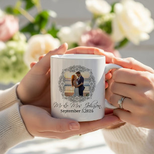 Floral frame newlyweds mug