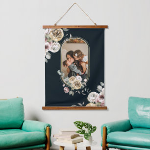 Floral Frame Photo Personalised Hanging Tapestry