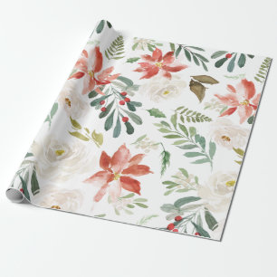 Floral Frame Poinsettia Gift Wrap