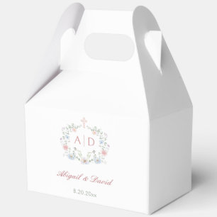 Floral Frame Religious Wedding Monograms Gable Favour Box