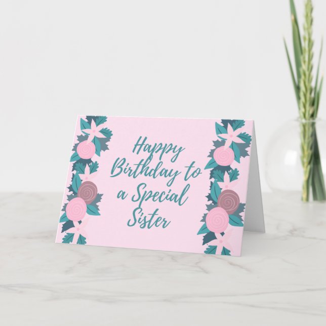 Floral Frame Special Sister Card (Front)
