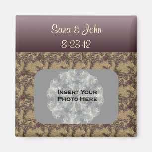 Floral Frame Wedding Photo Personalised Magnet