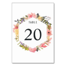 Floral Frame Wedding Table Number Card