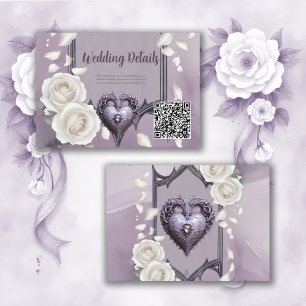 Floral frame with a heart and white roses  enclosure card