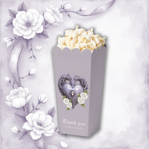 Floral frame with a heart and white roses favour box