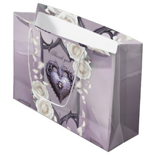 Floral frame with a heart and white roses  large gift bag